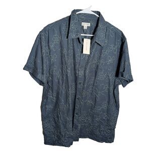 Sun & Stone Shirt Men's XXL Embroidered Button Up Shot Sleeve Collared Shirt NWT